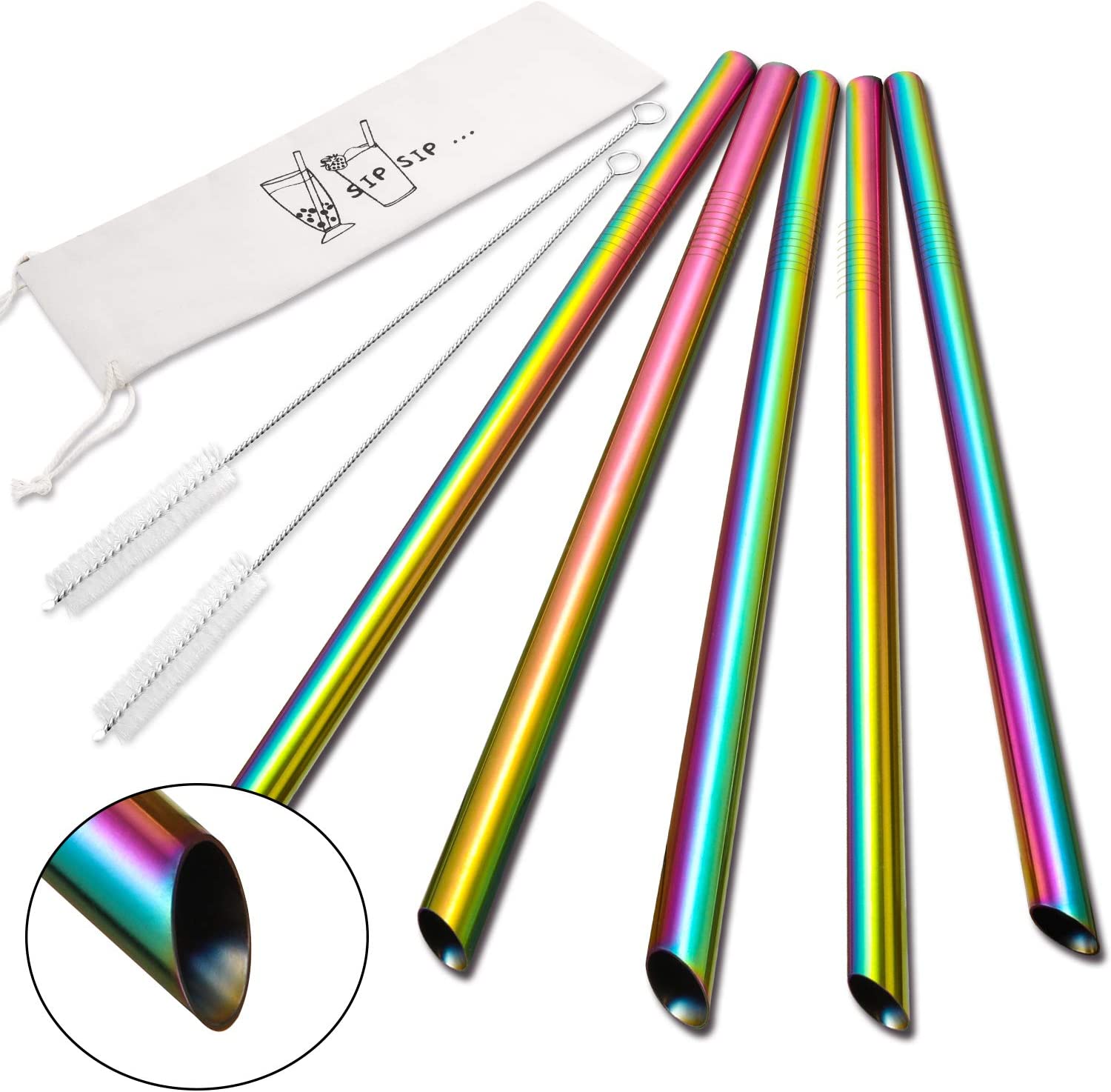 Hiware Reusable Stainless Steel Smoothie Straws Piece