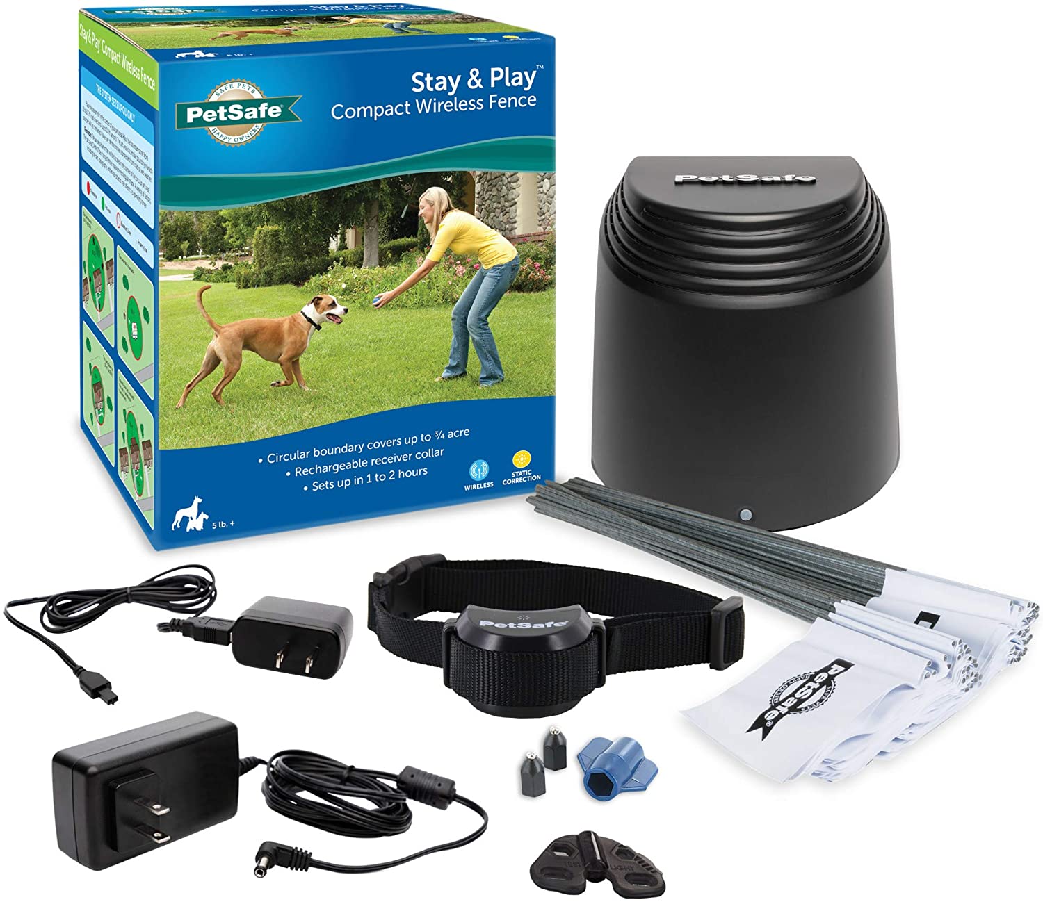 WIEZ GPS Wireless Dog Fence, Electric Dog Fence with GPS, Range 100-3300  ft, Adjustable Warning Strength, Rechargeable, Pet Containment System