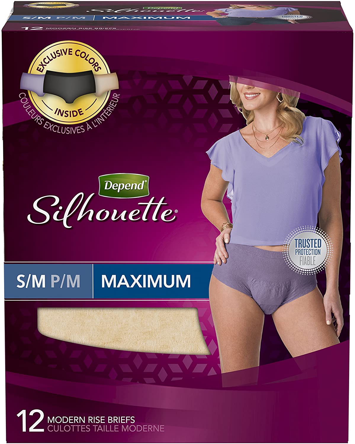  Depend Silhouette Adult Incontinence & Postpartum Underwear for  Women, Maximum Absorbency, Small, Black, 60 Count, Packaging May Vary :  Health & Household