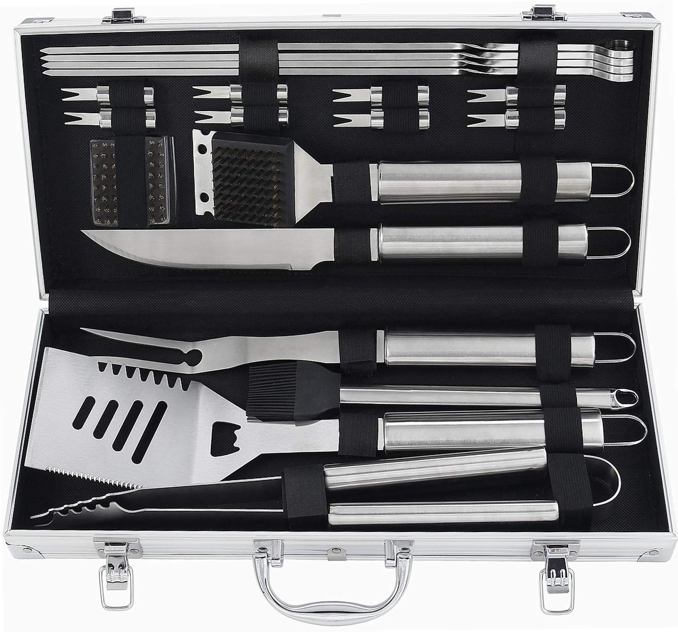 POLIGO 22pc BBQ Stainless Steel Grill Tools Set--SS Handle