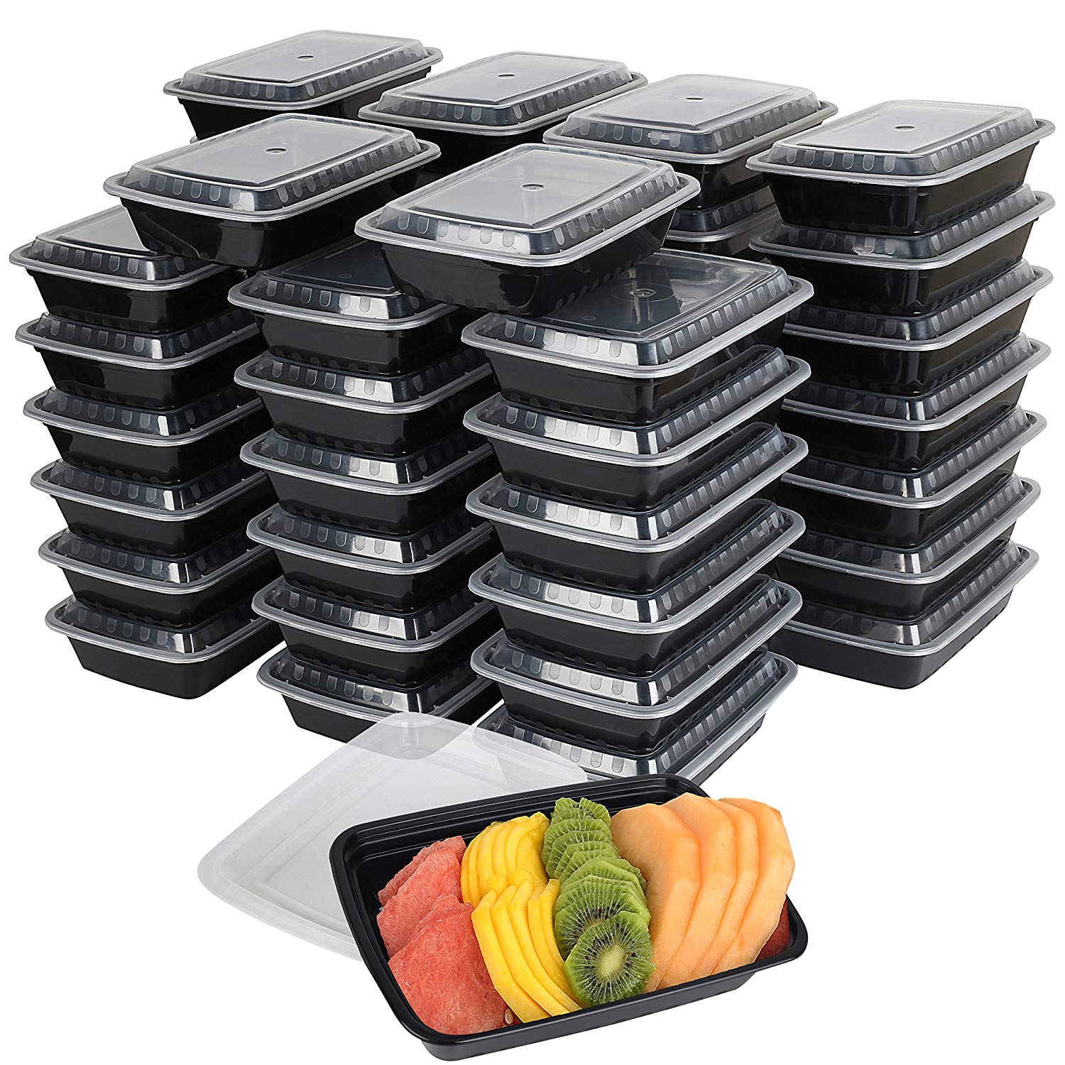 48 oz To Go Food Containers, 50 per Set, 2 Compartments, Microwavable, BPA  Free