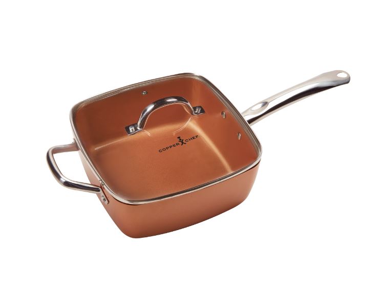 Moss & Stone Copper 5 Piece Set Chef Cookware, Non Stick Pan, Deep Square  Pan, Fry Basket, Steamer Tray, Dishwasher & Oven Safe, 5 Quart Copper Pot