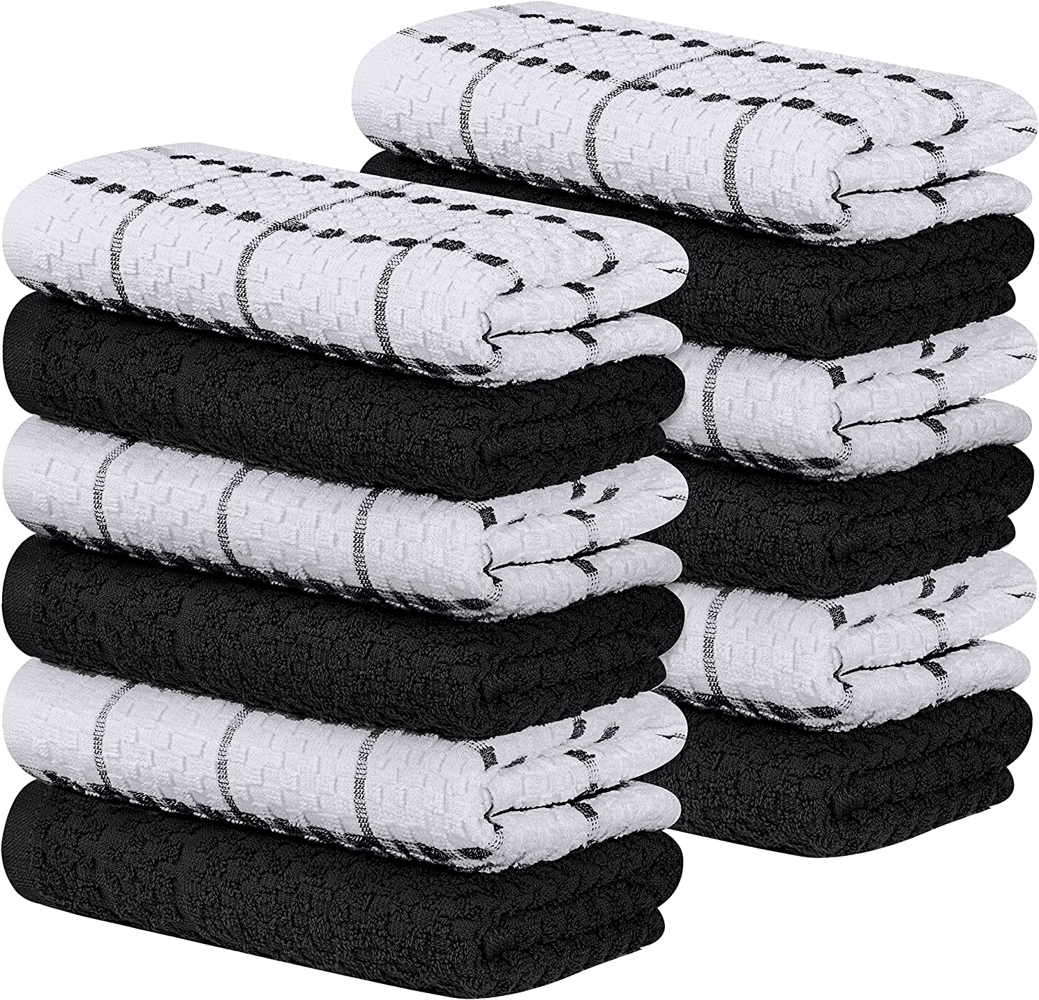 Zeppoli Dish Towels - Pack of 15-14 by 25 - Cotton Material - Kitchen  Hand Towels - Super Absorbent - Reusable Cleaning Cloths - Machine Washable  
