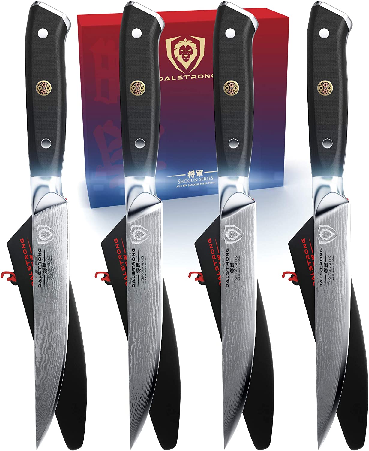 4-Piece Straight-Edge Steak Knife Set | Gladiator Series | NSF Certified |  Dalstrong ©