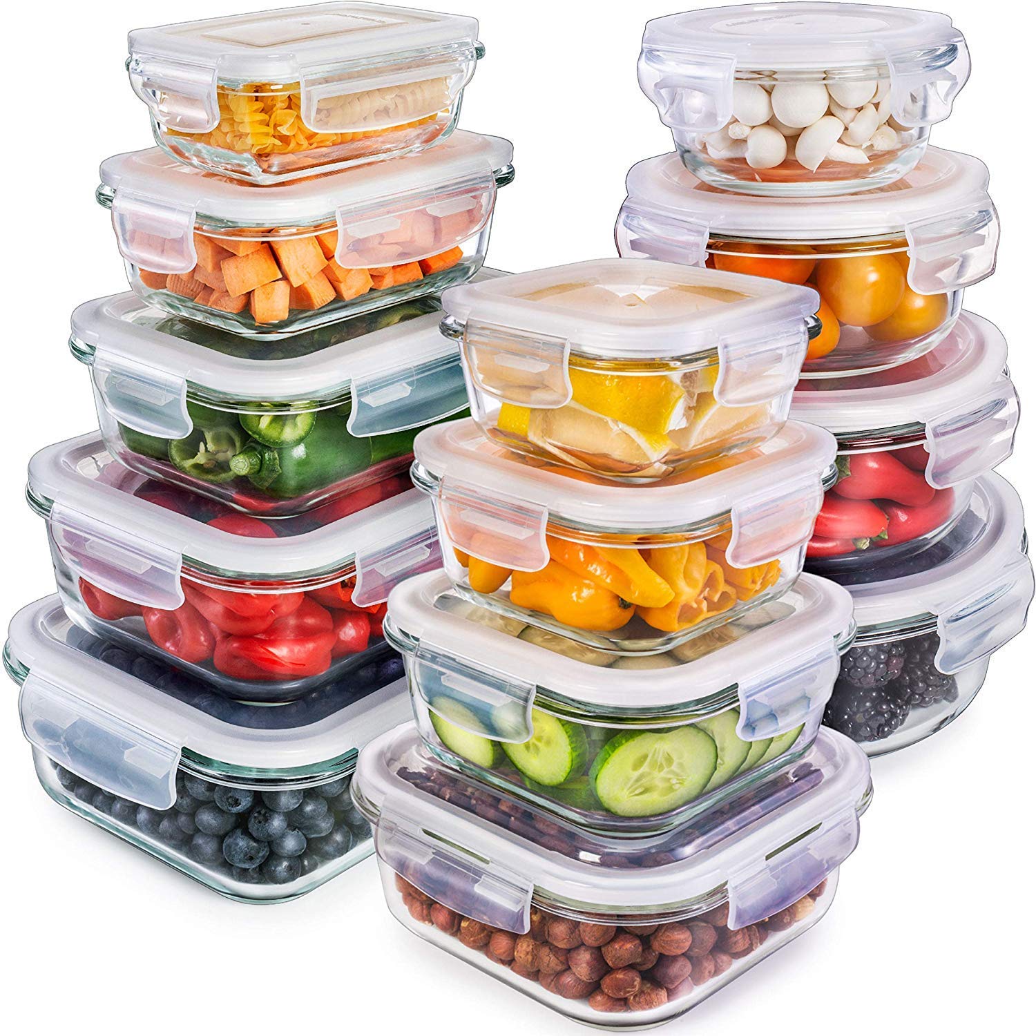 Prep naturals glass storage containers with lids 13 pack tupperware set