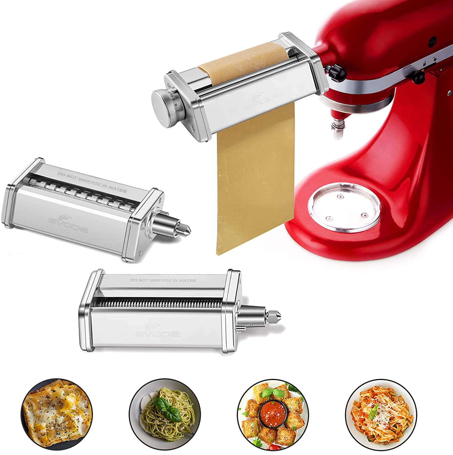 Pasta Attachment for Kitchenaid Stand Mixer,Cofun 3 Piece Pasta Maker  Machine with Pasta Roller and Cutter Set for Dough Sheet, Spaghetti and