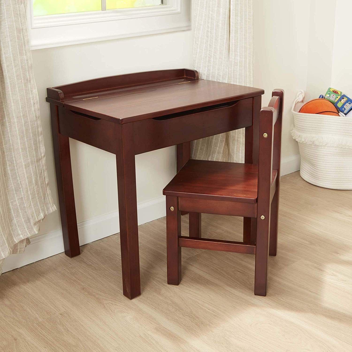childrens wooden desk and chair