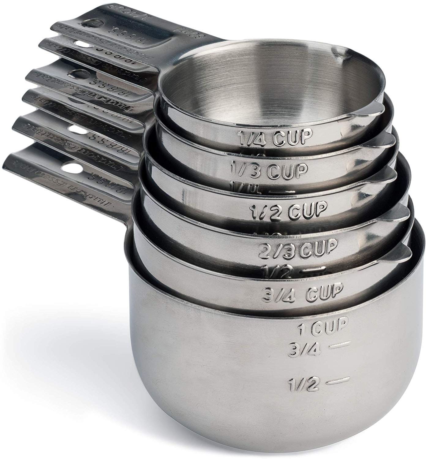 Bellemain One Piece Stainless Steel - Nesting measuring cups for Kitchen  for Bakers , Dry - Ml & Oz measuring cup for Liquid, Metal, Set of 6 -  Bellemain