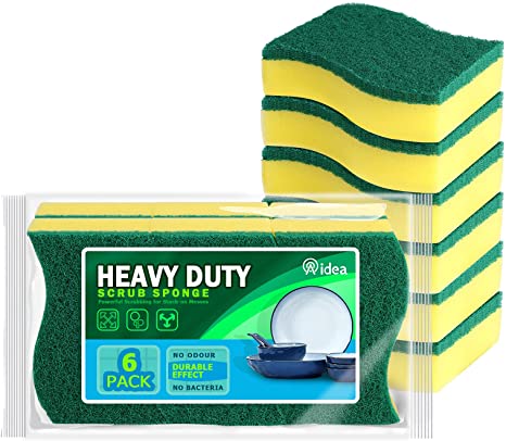 (24 Pack) Heavy Duty Scrub Sponges by SCRUBIT Kitchen Dish, Sink and  Bathroom Cleaning Scrubber Sponge - with Non-Smell Scouring Pad 6 Count  (Pack of