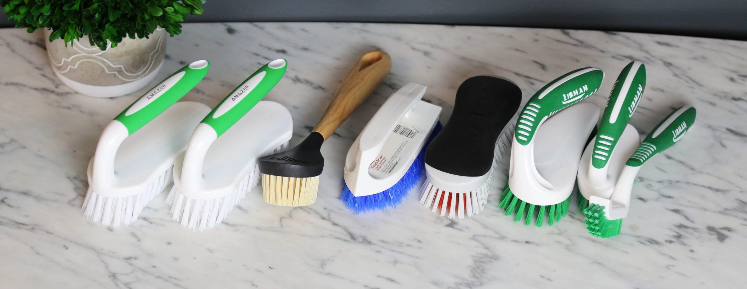 Dish Brush Set of 3 with Bottle Water Brush, Scrub Brush and Scrubber –  Trazon Store