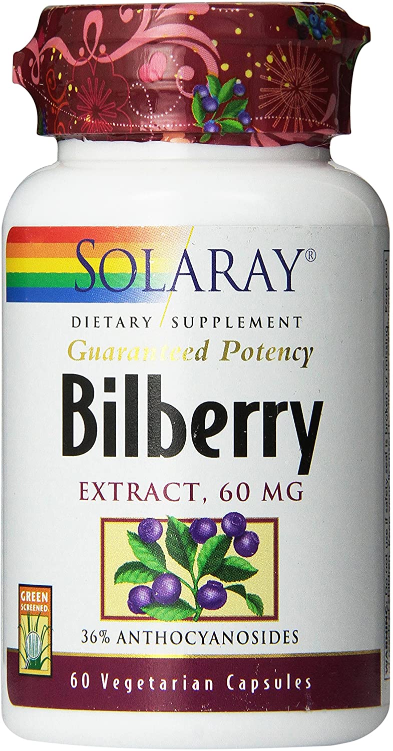 Solaray Bilberry Extract Veggie Capsules, 60-Count