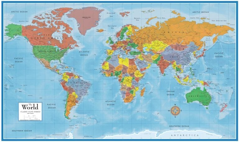 Swiftmaps World Premier Wall Map 24x36 Inch World Map 768x458 