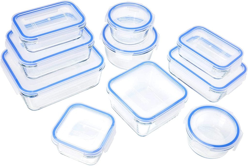 Bayco Glass Food Storage Containers with Lids, Set of 12