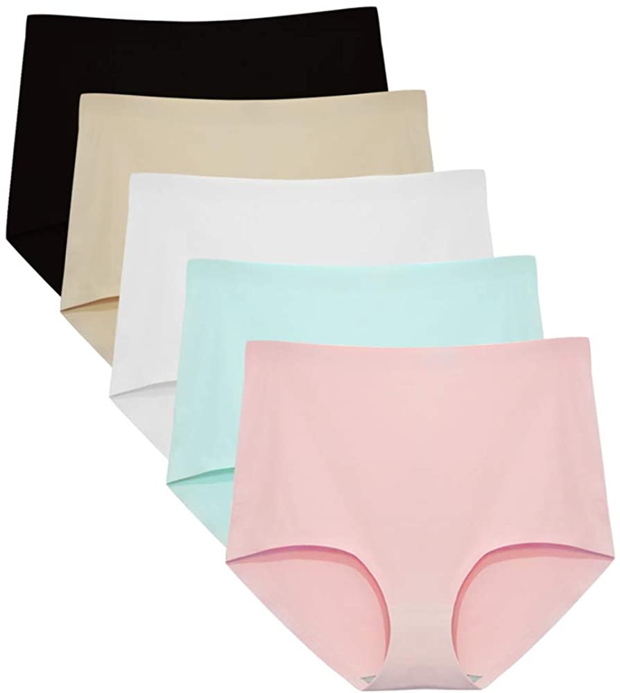 Annenmy High Waisted Womens Underwear, Cotton Underwear Women Tummy Control  Underwear No Muffin Briefs Panties Plus Size