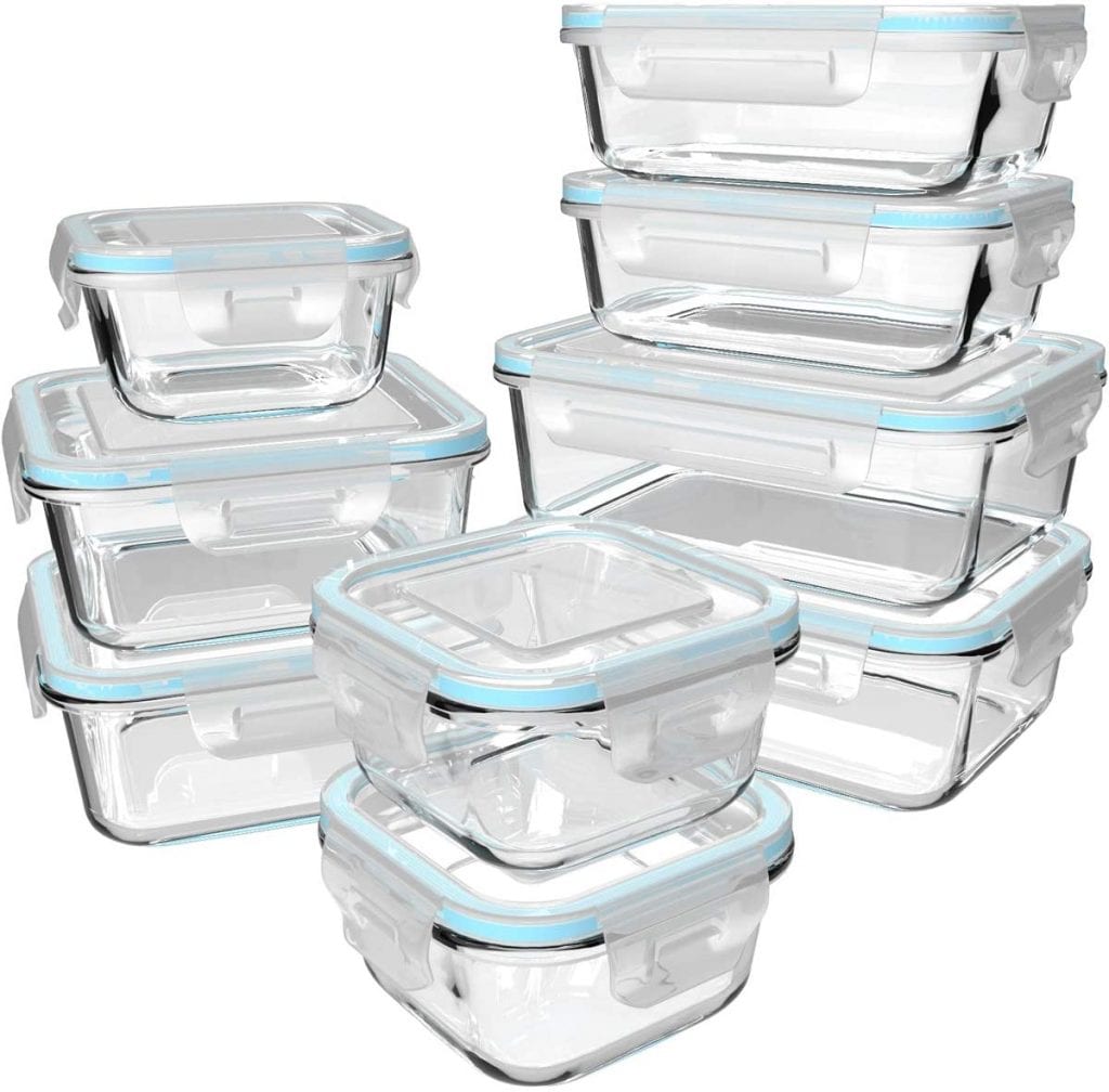 Bayco Glass Food Storage Containers with Lids, Set of 12