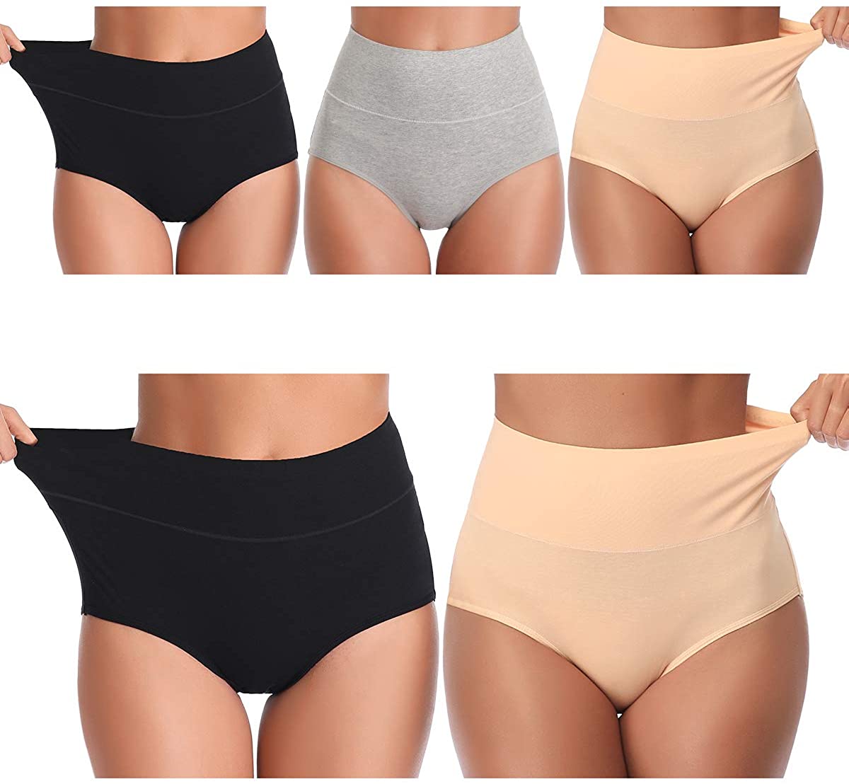 OUENZ Women's Cotton Underwear,Breathable Solid Comfortable High Waist Soft  Briefs Panties for Women, Multi-d-5 Pack, 3XL price in UAE,  UAE