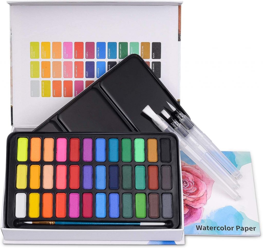 MozArt Supplies Komorebi Japanese Watercolor Paint Set, 40-Count