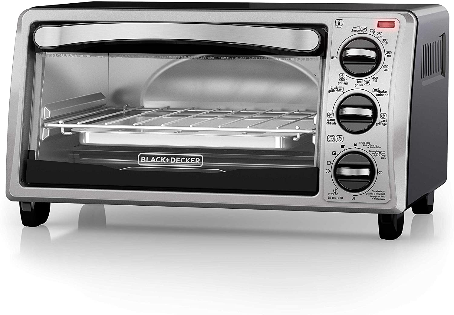 BLACK+DECKER TO1745SSG 4-Slice Toaster Oven with Natural Convection -  Silver