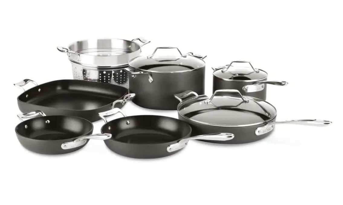T-fal 32406055629 Ultimate Hard Anodized Nonstick Cookware Set 17 Piece  Black 696231056338