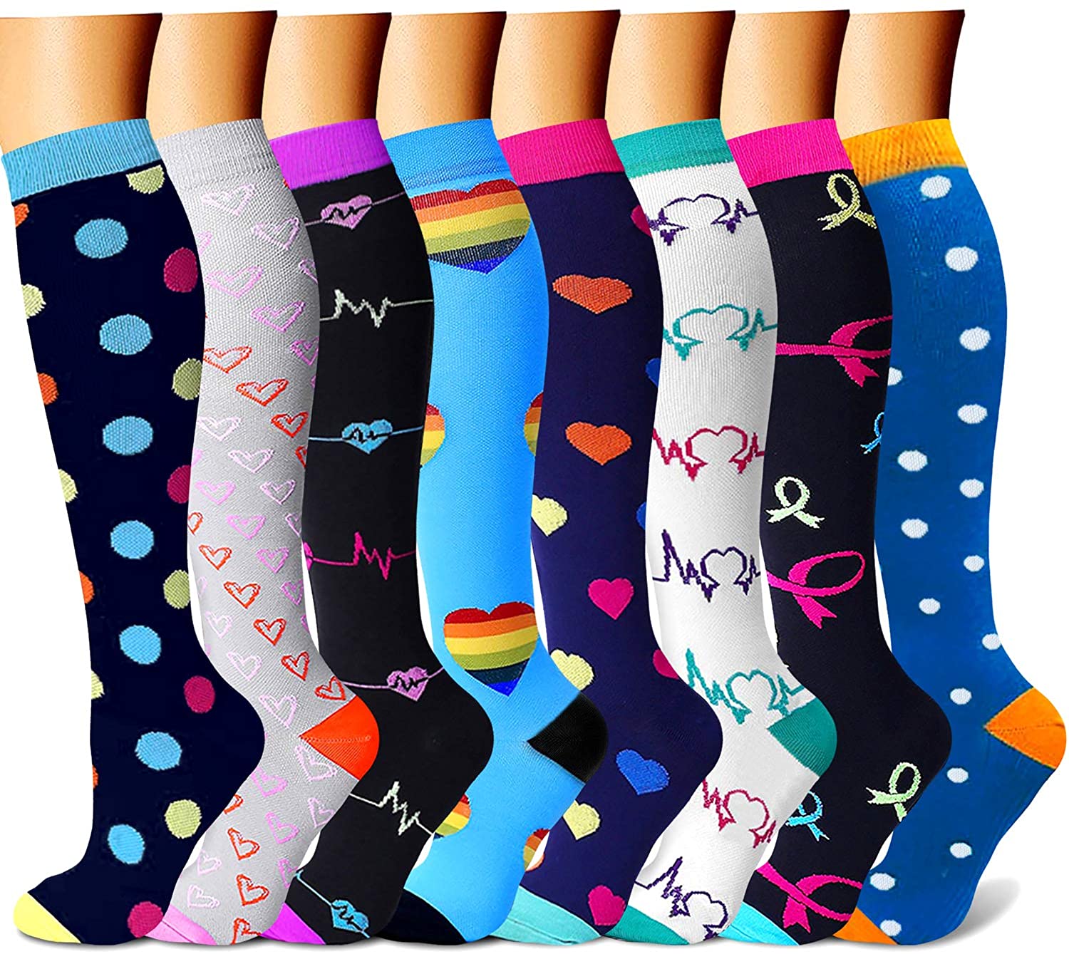 Charmking 15 20 Mmhg Compression Socks For Women 8 Pairs Compression Socks For Women 