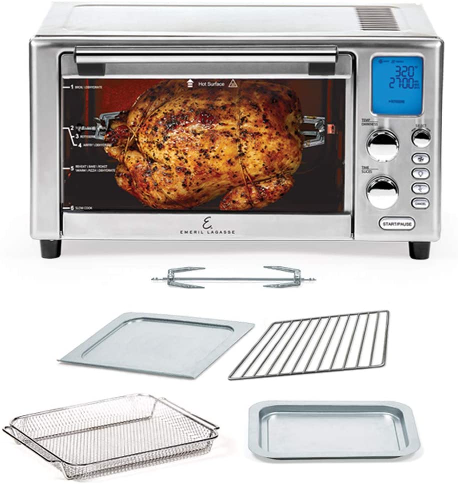 Elite Gourmet ETO2530M New Double French Door Toaster Oven Fits 12 inch Pizza, Stainless Steel