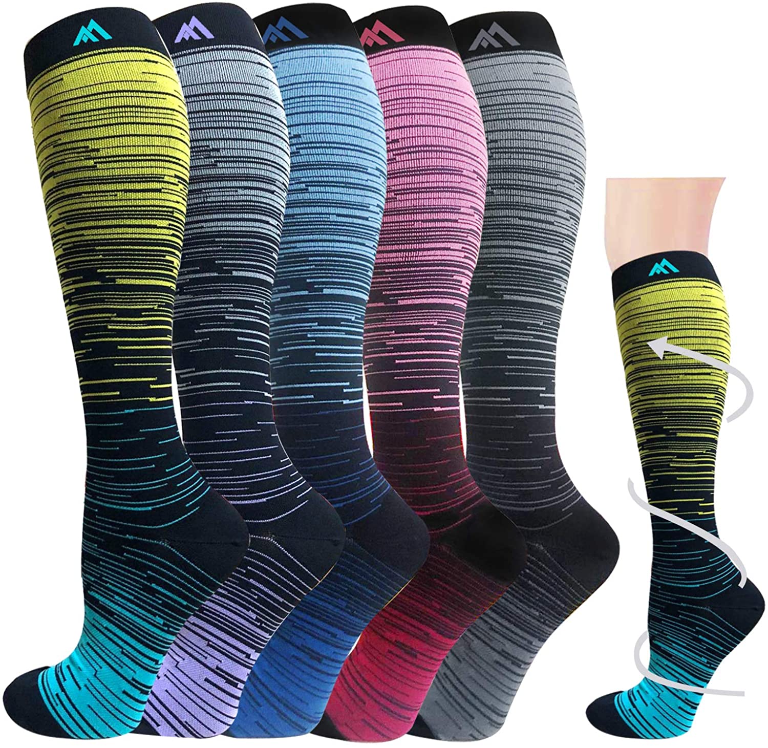 Laite Hebe 4 Pairs-Compression Socks for Women&Men Circulation-Best Support  for