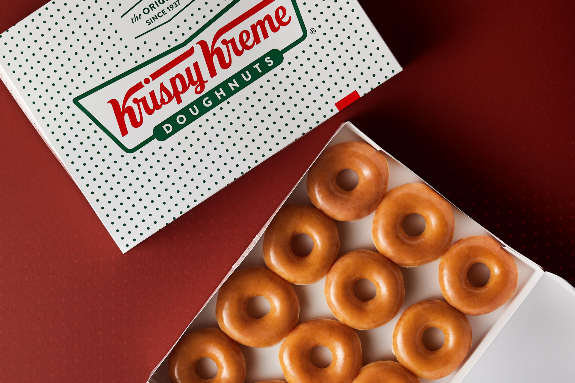 Get a dozen free doughnuts from Krispy Kreme this week