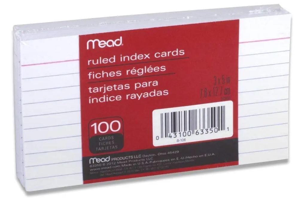 Basics Ruled Index Flash Cards, Assorted Neon Colored, 3x5 Inch,  300-Count