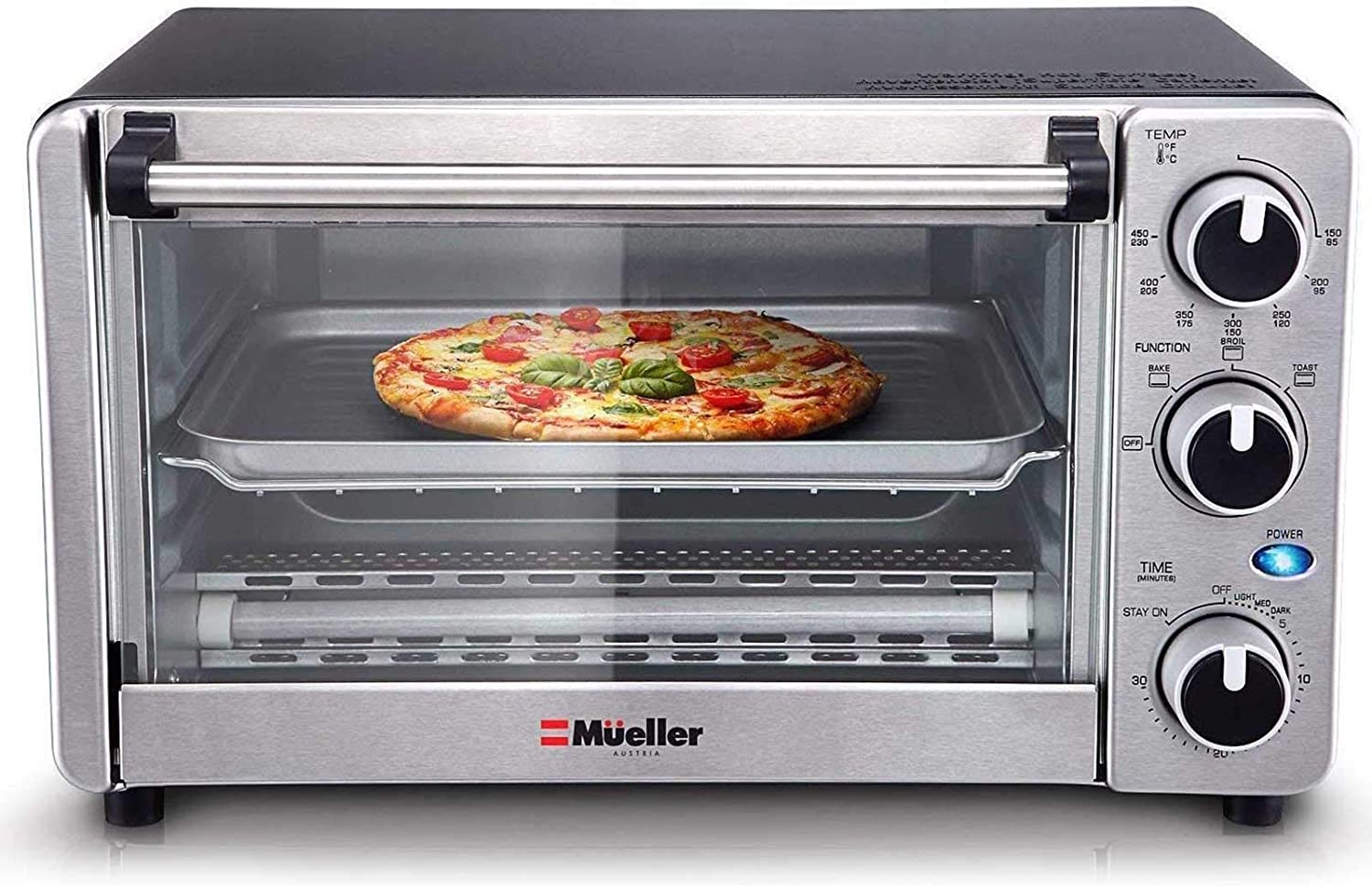 Mueller Aeroheat Convection Toaster Oven 1200w, Broil, Toast, Bake