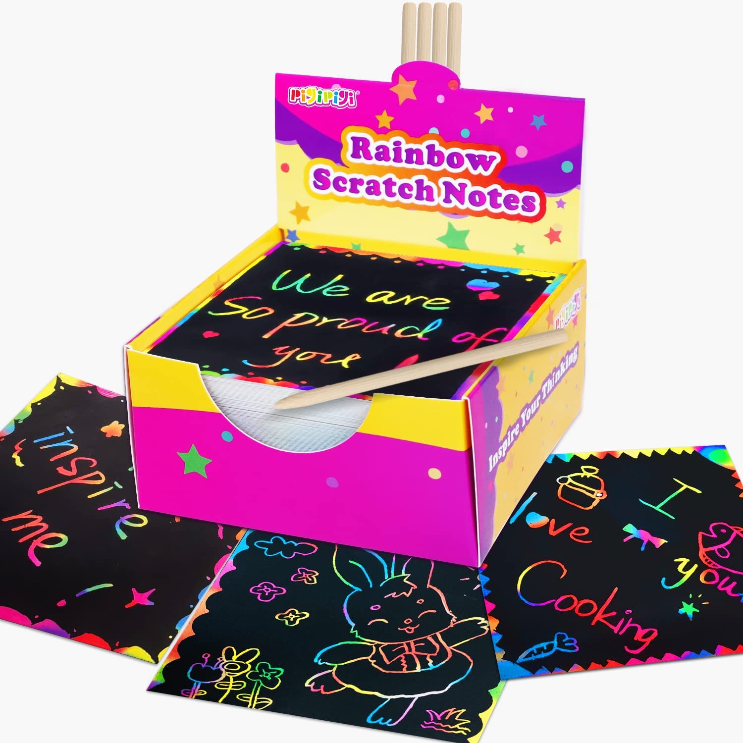 Scratch Notes Art for Kids - 125 Mini Rainbow Scratch Paper Sheets