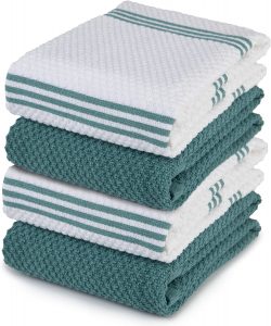 Sticky Toffee Cotton Terry Kitchen Dishcloth, 8 Pack, 12 in x 12 in, Green Check, Size: Dishcloth 12 in x 12 in