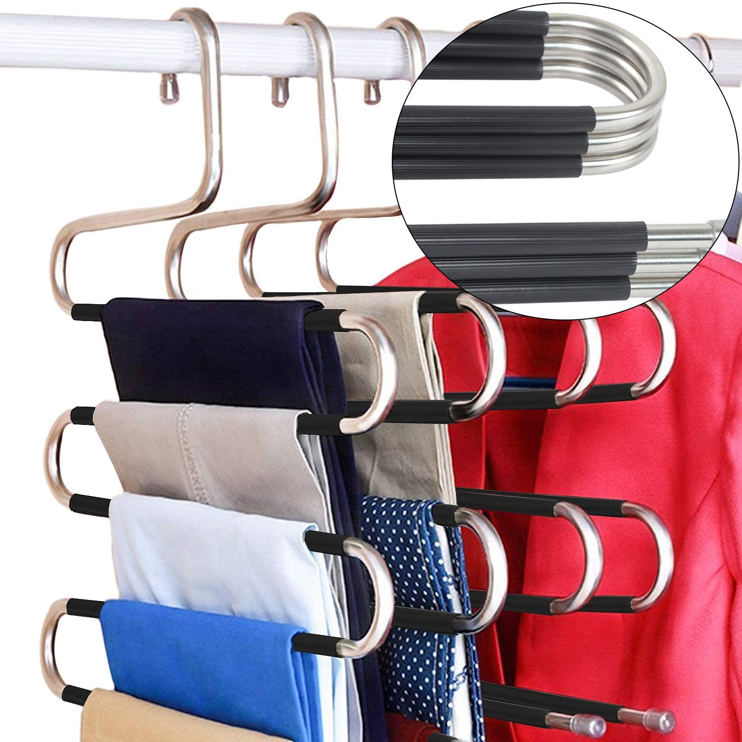 Metal Cascading Space Saving Closet Hangers 5pc Set