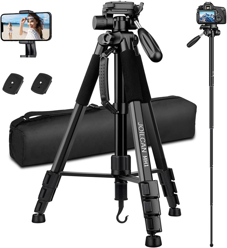 JOILCAN DSLR Camera & Universal Phone Tripod, 64-Inch