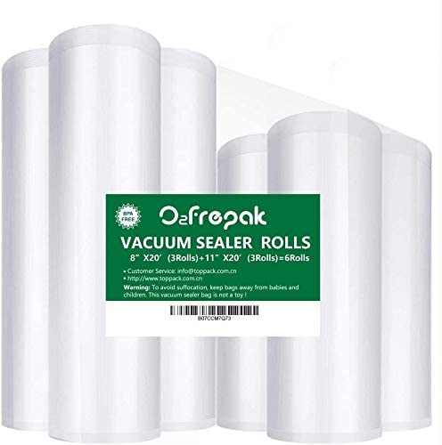 O2frepak 2Pack (Total 100Feet) 11x50 Rolls Vacuum Sealer Bags Rolls with  BPA Free,Heavy Duty Vacuum Food Sealer Storage Bags Rolls,Cut to Size  Roll,Great for Sous Vide 11 x 50' (2 Pack)