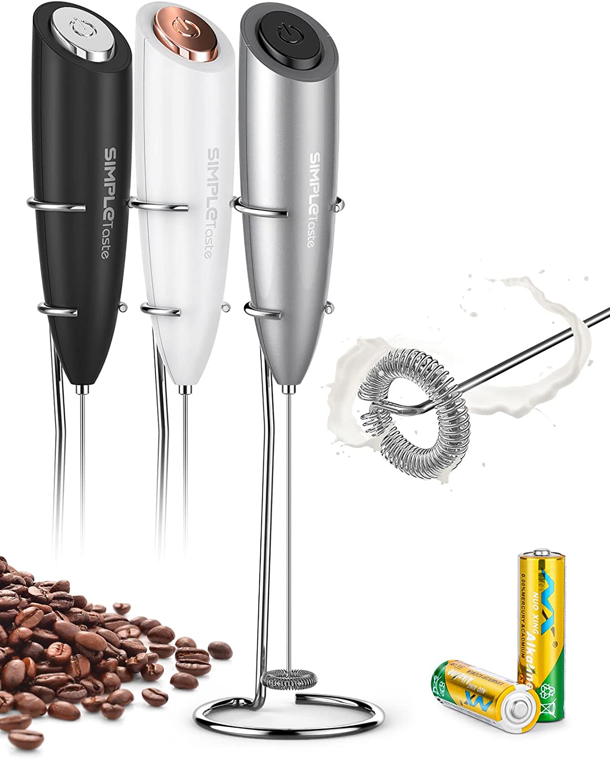 ELITAPRO Ultra-High-Speed 19,000 RPM, Milk Frother Double Whisk, Unique Detachable Egg Beater and Stand for Quick Preparation