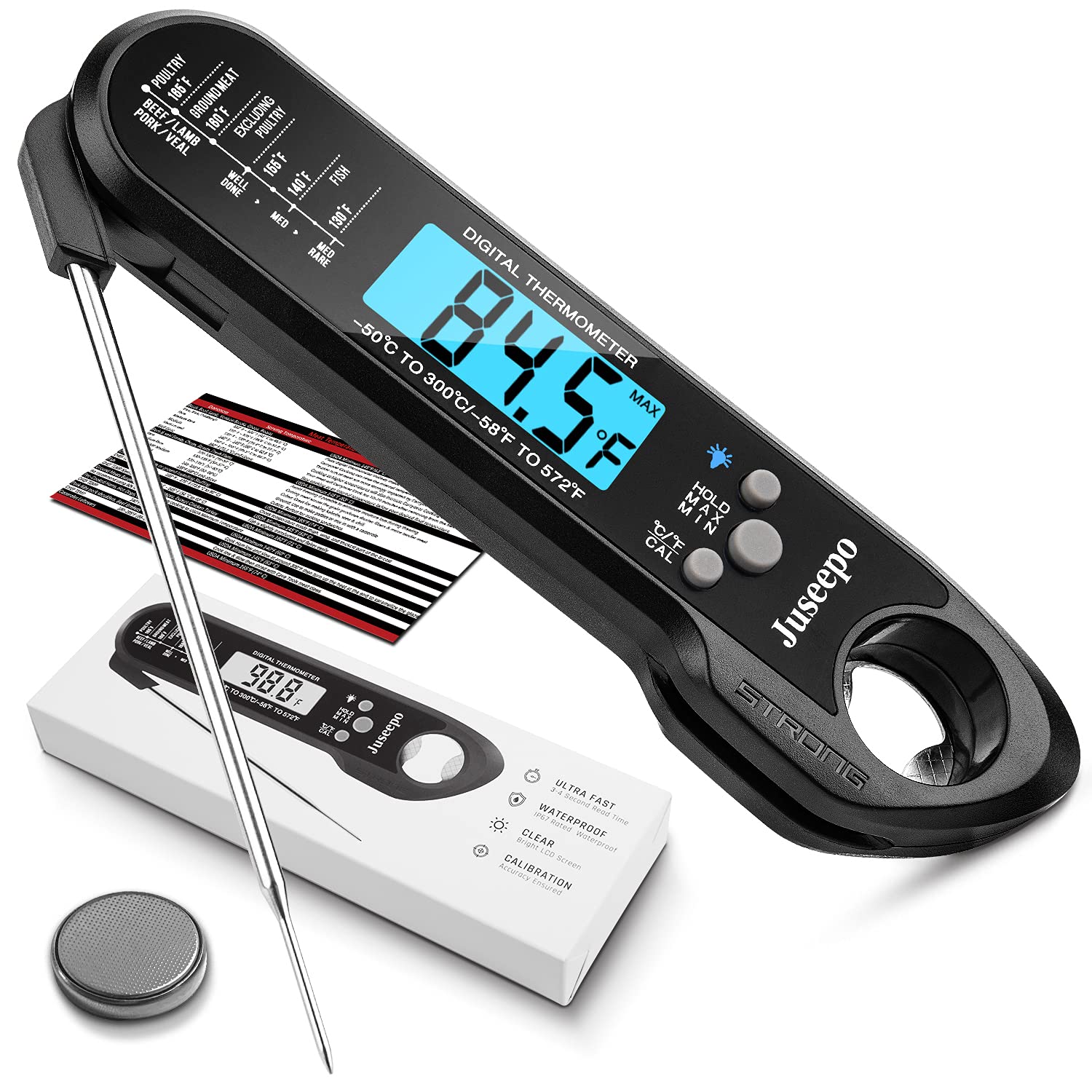 ENZOO 500FT Wireless Meat Thermometer with 4 Probes for Grilling, Instant  Read Food Thermometer, Digital Meat