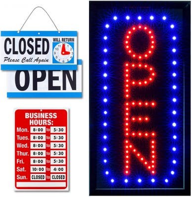 Newon LED Business Hours Open SIgn, 23.4x20.4-Inch