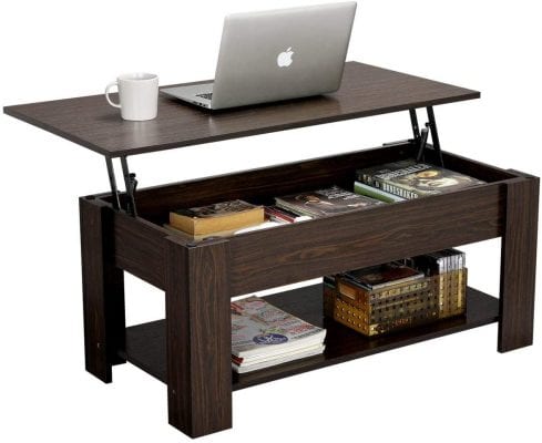 YAHEETECH Espresso Finish Lift Top Coffee Table