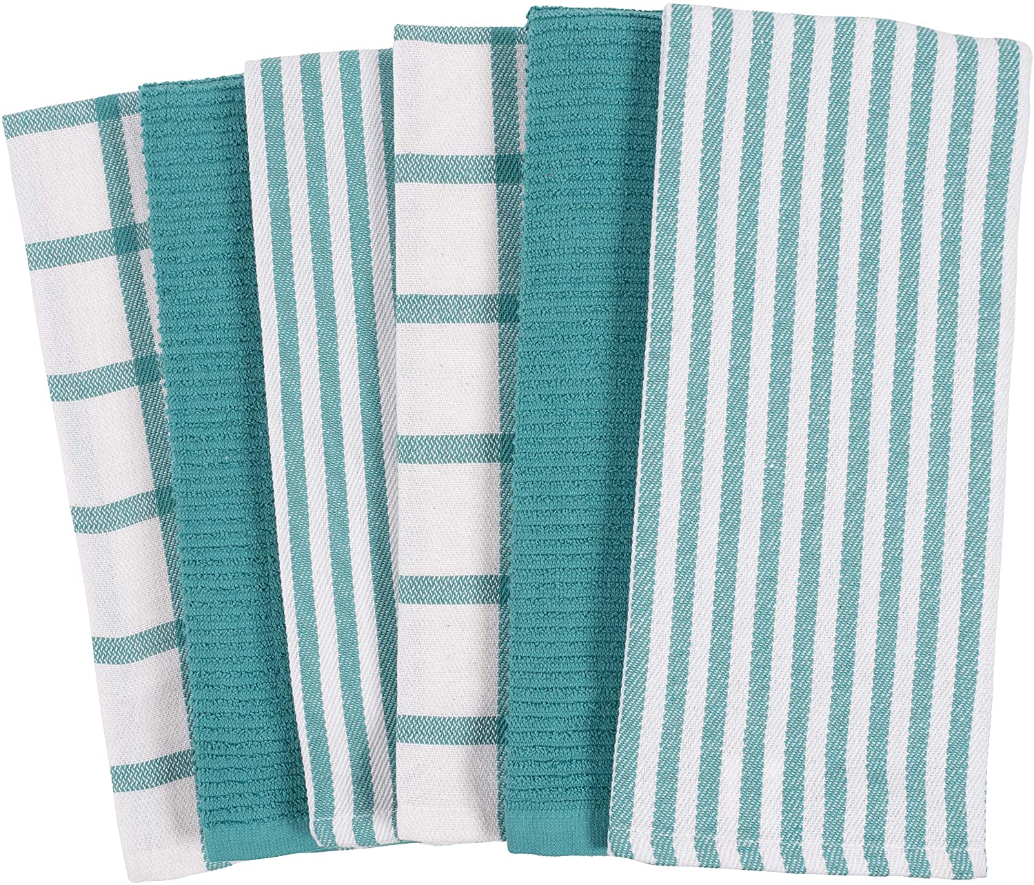 Cuisinart Chubby Stripe Bamboo Kitchen Towels, 2pk, Blue 