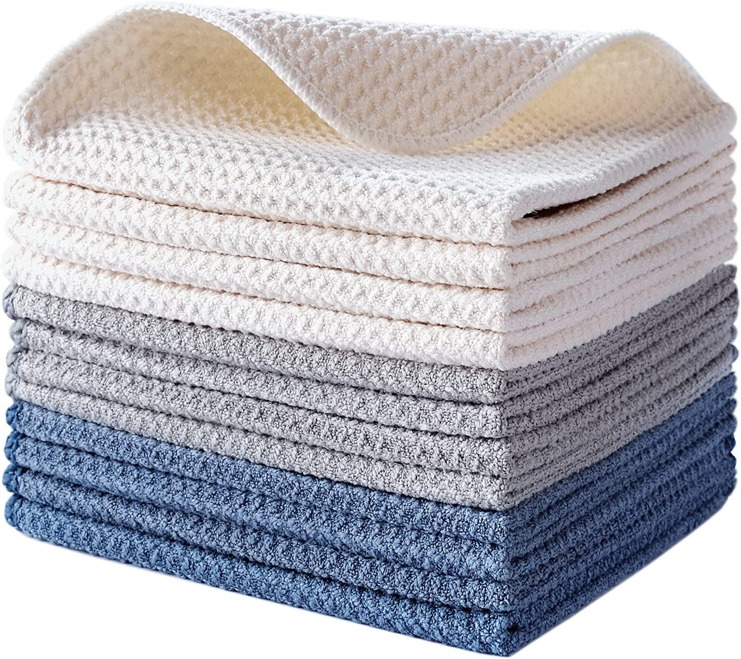  Polyte Premium Microfiber Kitchen Dish Wash and Scrub Mesh  Cloth, 12 x 12 in, 6 Pack (Light Blue, Gray, Teal) : Health & Household