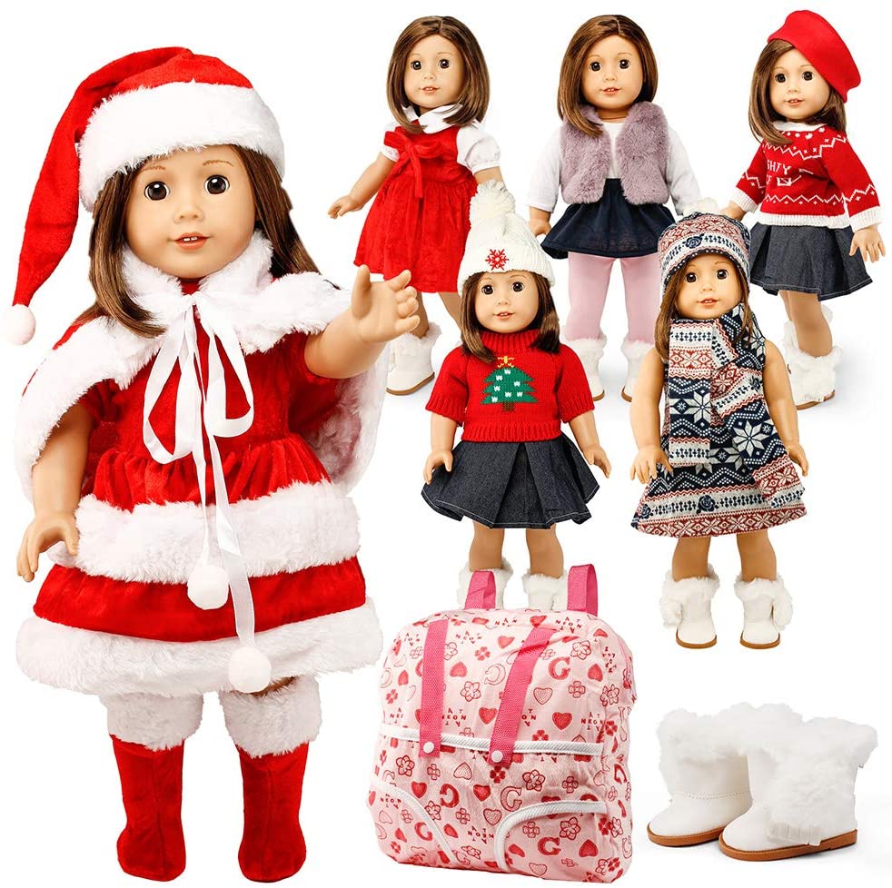  ebuddy Doll Clothes and Accessories 5pc Christmas