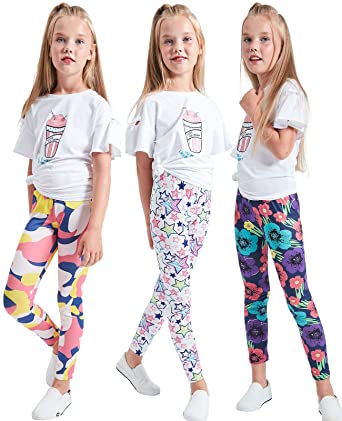LUOUSE Breathable Fun Girls' Leggings, 3-Pack
