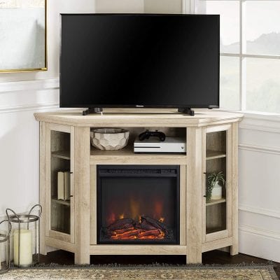 Walker Edison Alcott Corner Electric Fireplace & TV Stand