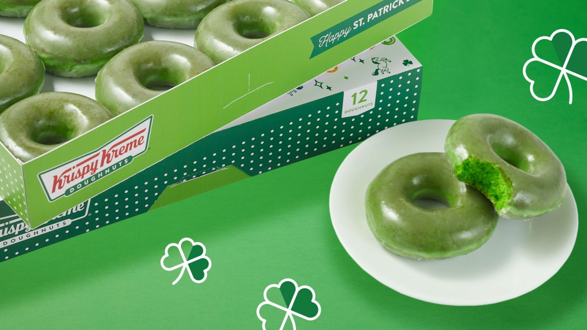 Krispy Kreme is giving away free doughnuts for St. Patrick’s Day