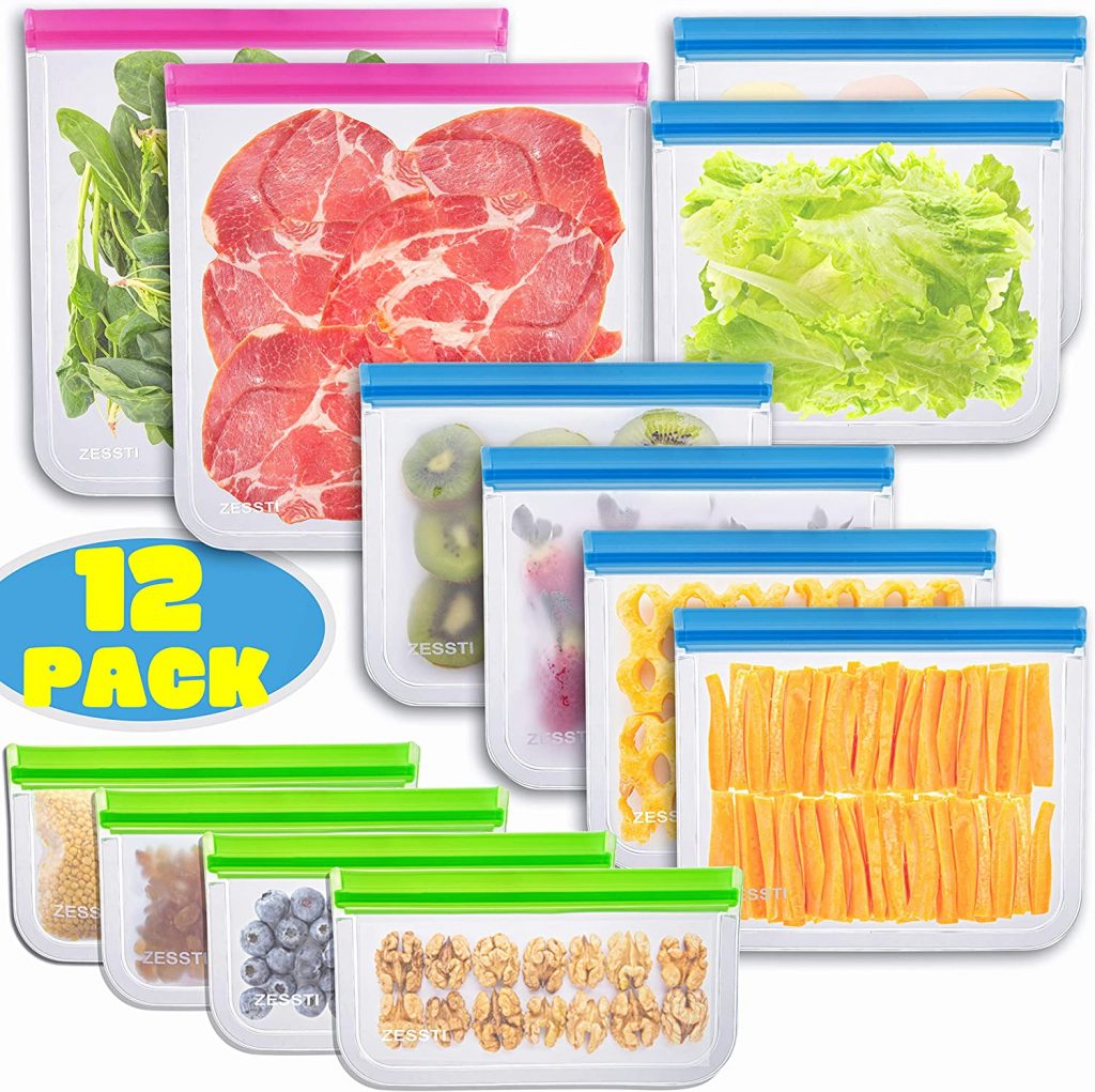 Zessti Non Toxic Silicone Food Storage Bags 8 Pack