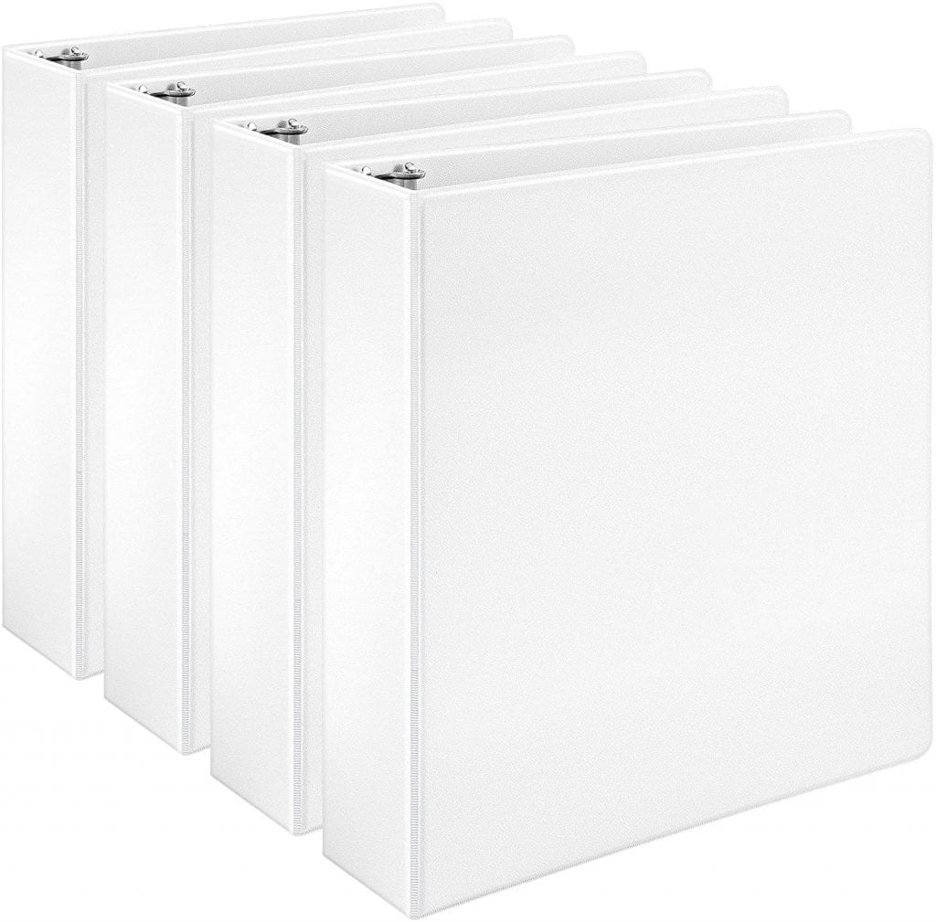 Amazon Basics Transparent Overlay DRing Binder, 4Pack