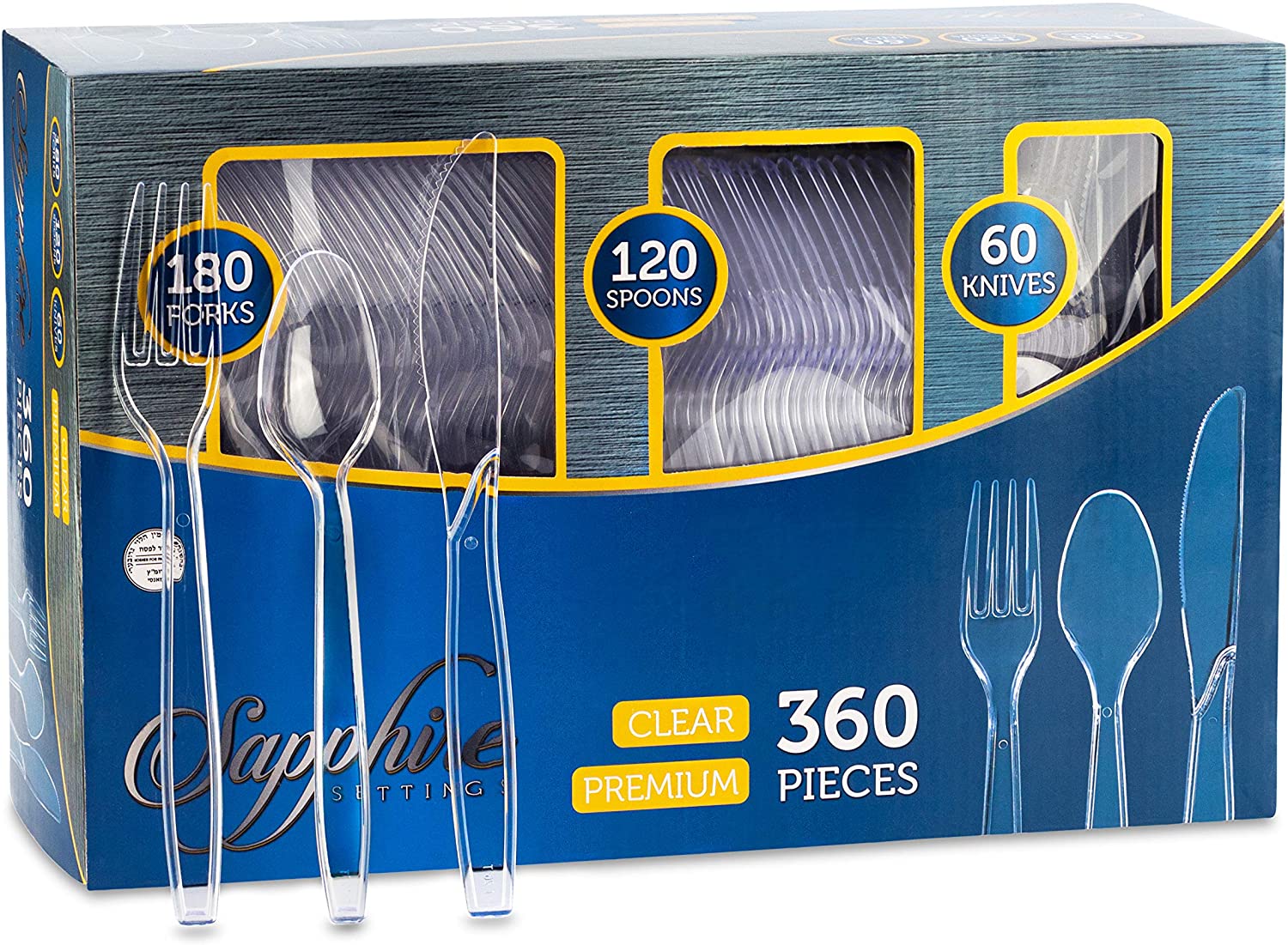 Club Pack of 288 Navy Blue Premium Heavy-Duty Plastic Party Knives, Forks  and Spoons