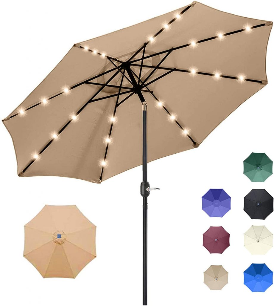 Blissun Energy-Efficient Solar Patio Umbrella, 9-Foot