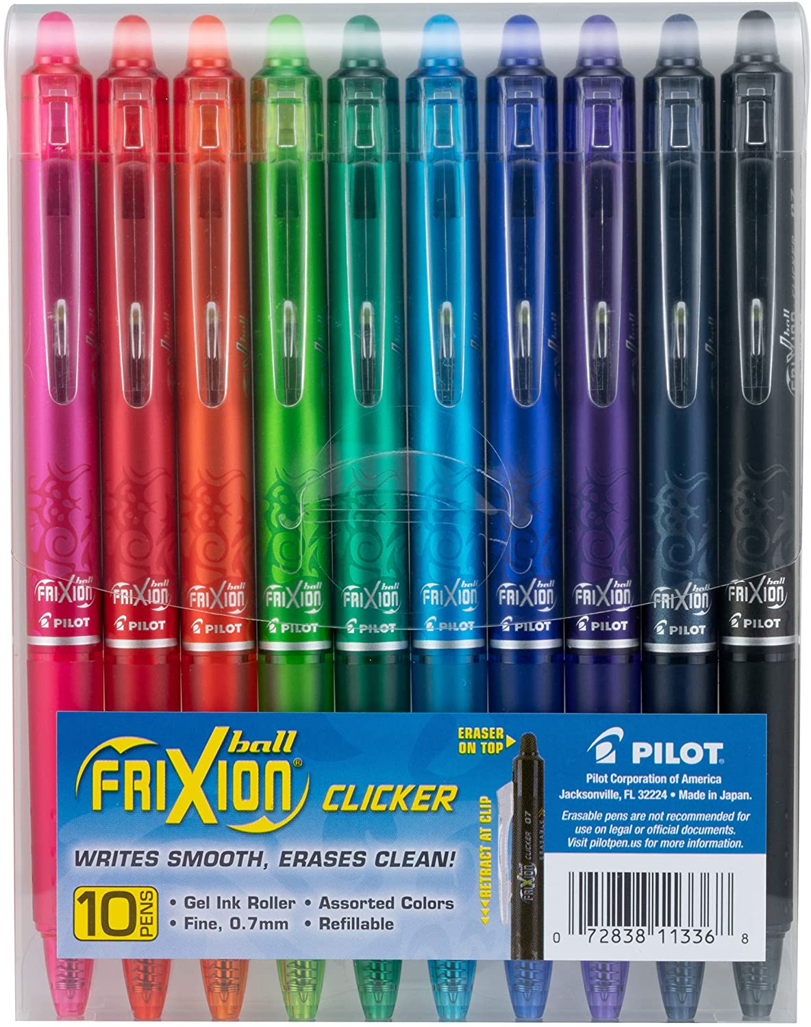  Piochoo Erasable Pens, 10 Assorted Colors Retractable Gel Ink  Pens, 0.7mm Fine Point Pens Erasable Pens Make Mistake Disappear, for  Drawing Writing Planners and Crossword Puzzles : Office Products