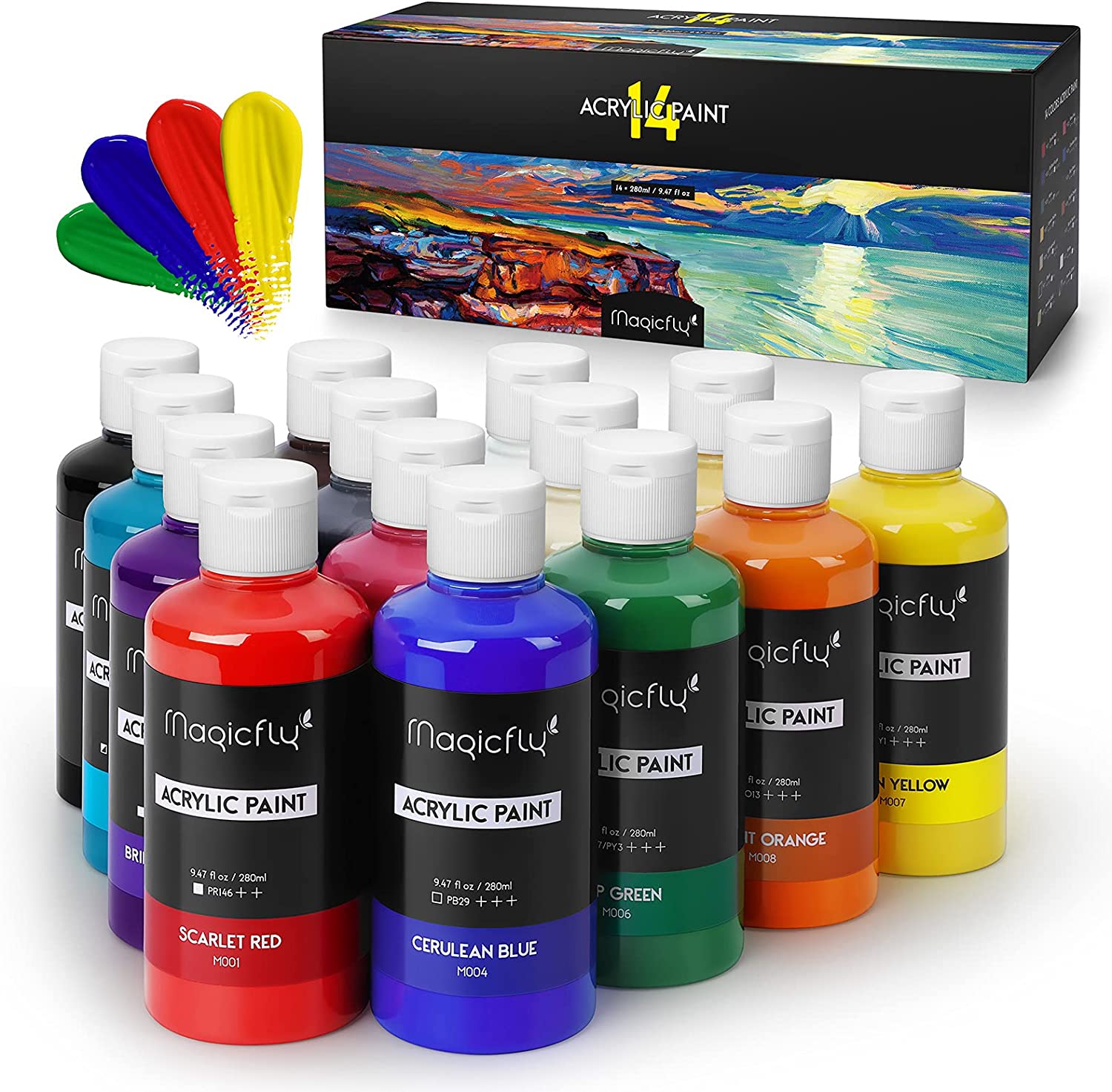 J MARK Kids Paint Set and Paint Easel – 14-PIECE ACRYLIC PAINTING KIT:  Multi 14Count